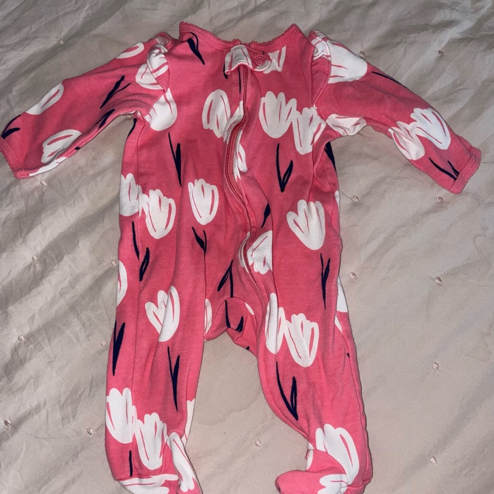 Pink floral onesie